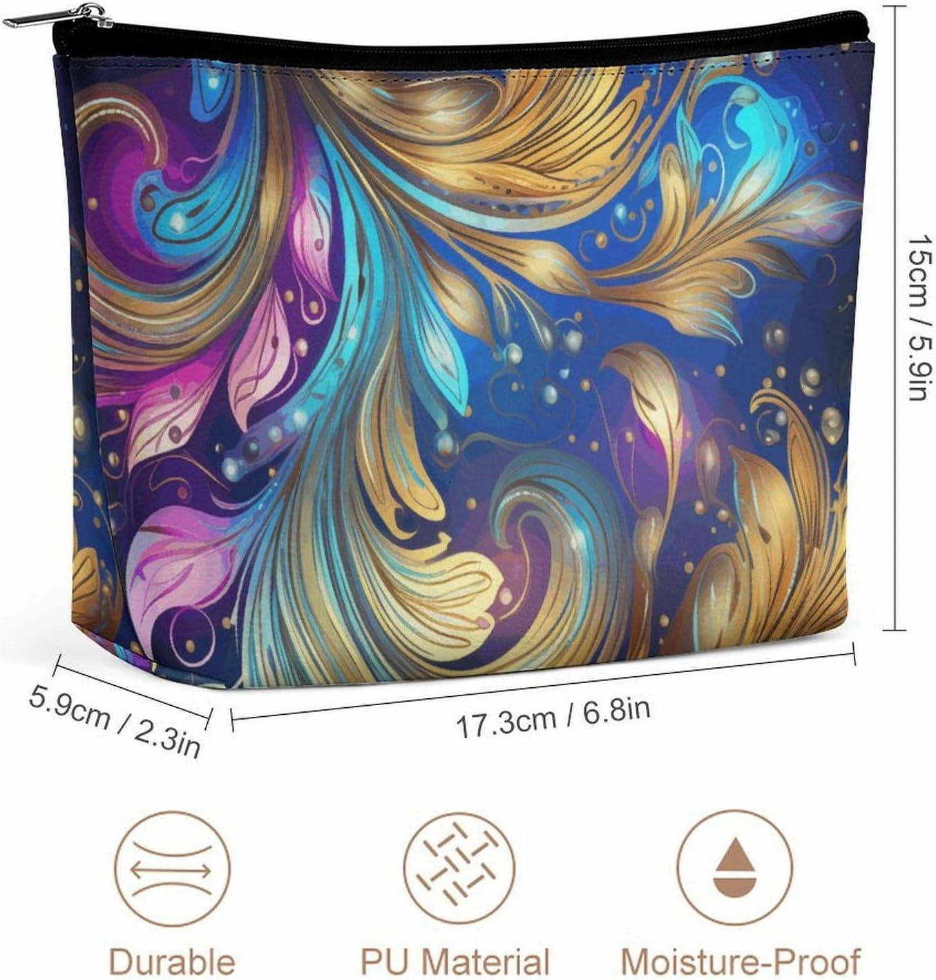 Paisley Desgin Large Makeup Bag, Floral Pattern Cosmetic Bag,Travel Makeup Bag,Leather Makeup Pouch, Cosmetic Travel tote bags,Portable travel toiletry bag