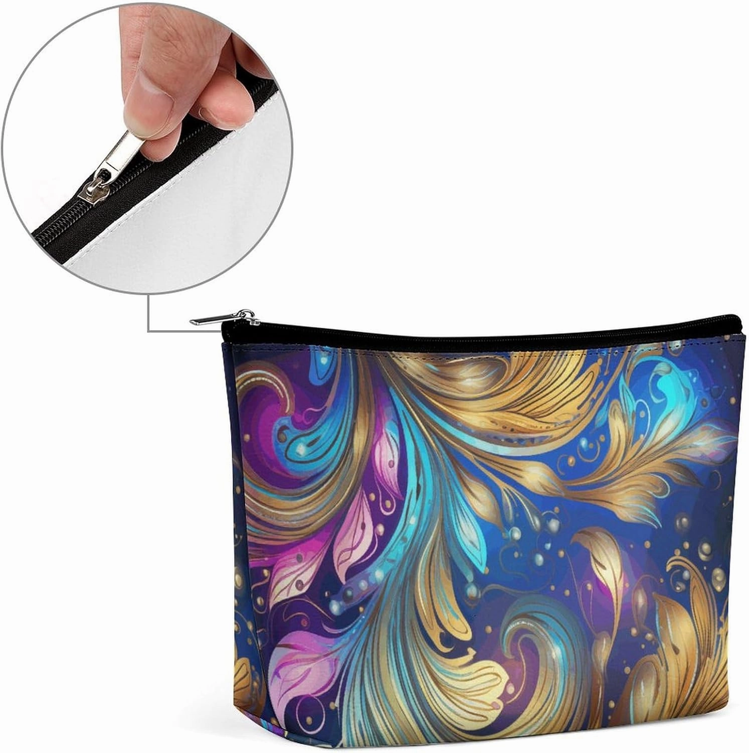 Paisley Desgin Large Makeup Bag, Floral Pattern Cosmetic Bag,Travel Makeup Bag,Leather Makeup Pouch, Cosmetic Travel tote bags,Portable travel toiletry bag