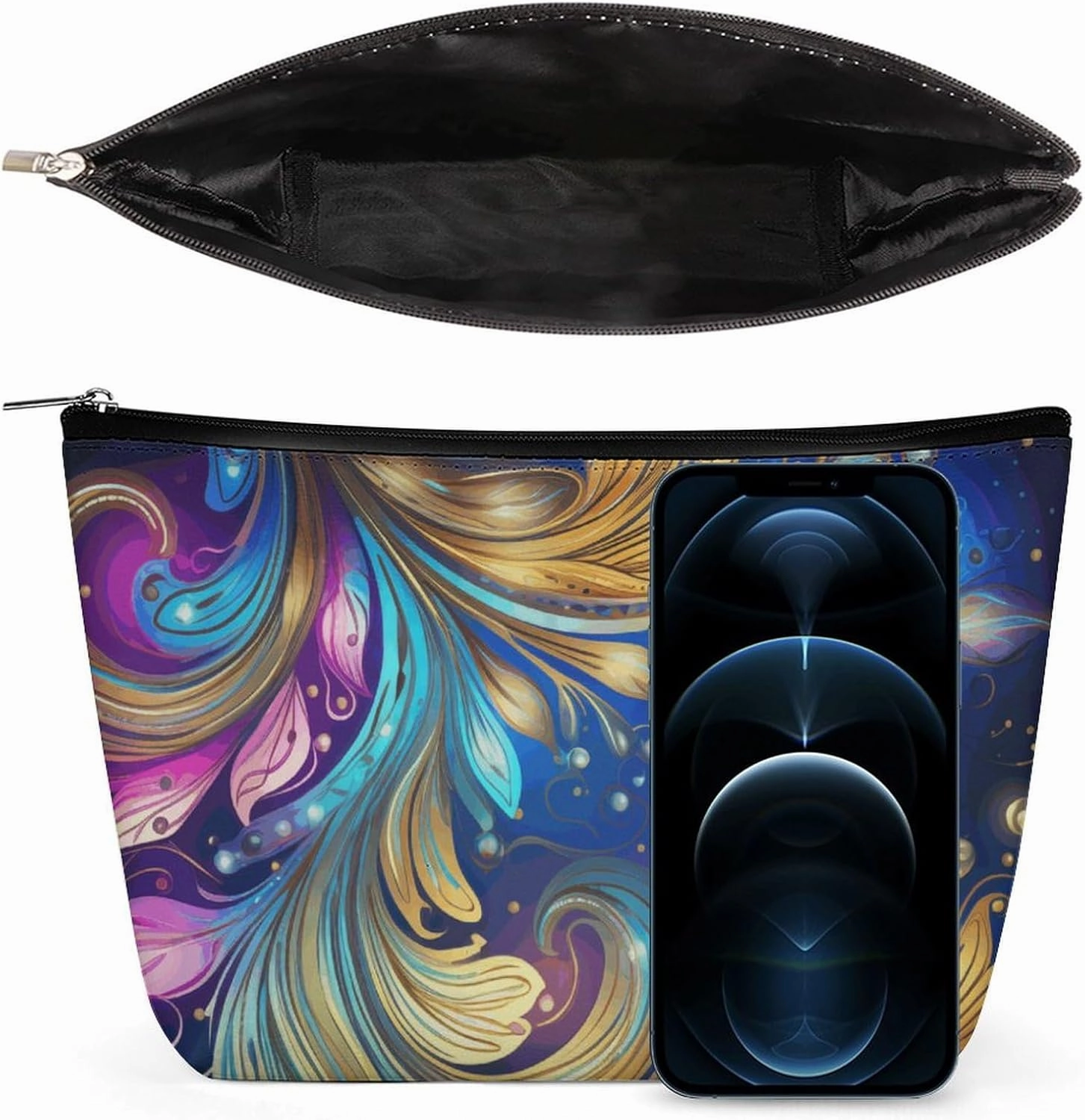 Paisley Desgin Large Makeup Bag, Floral Pattern Cosmetic Bag,Travel Makeup Bag,Leather Makeup Pouch, Cosmetic Travel tote bags,Portable travel toiletry bag