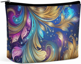 Paisley Desgin Large Makeup Bag, Floral Pattern Cosmetic Bag,Travel Makeup Bag,Leather Makeup Pouch, Cosmetic Travel tote bags,Portable travel toiletry bag