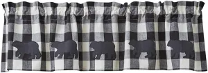 Park Designs Buffalo Check Bear Applique Valance 14" L - Black & Cream