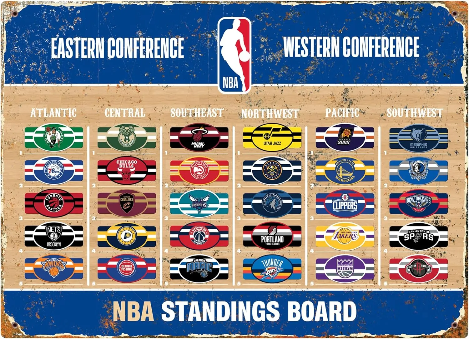 Party Animal NBA Magnetic Standings Board, Includes 30 NBA Team Magnets