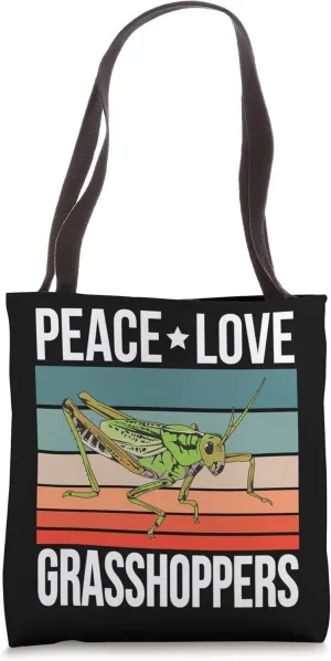 Peace Love Grasshoppers Retro Locust Entomologist Insect Tote Bag