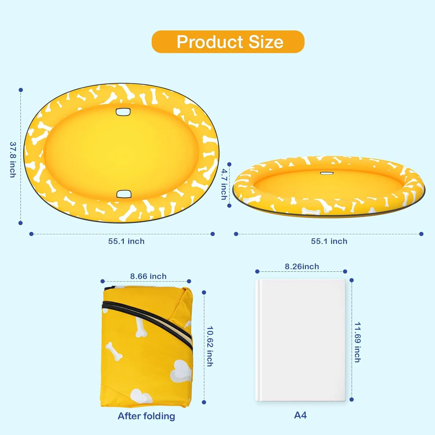 Pet Soft Dog Float Raft - Inflatable Dog Swimming Float for Summer (Bone Yellow)