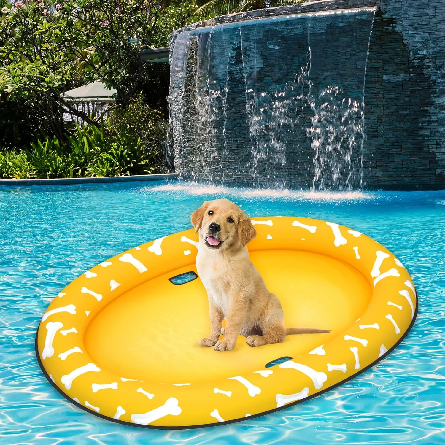 Pet Soft Dog Float Raft - Inflatable Dog Swimming Float for Summer (Bone Yellow)