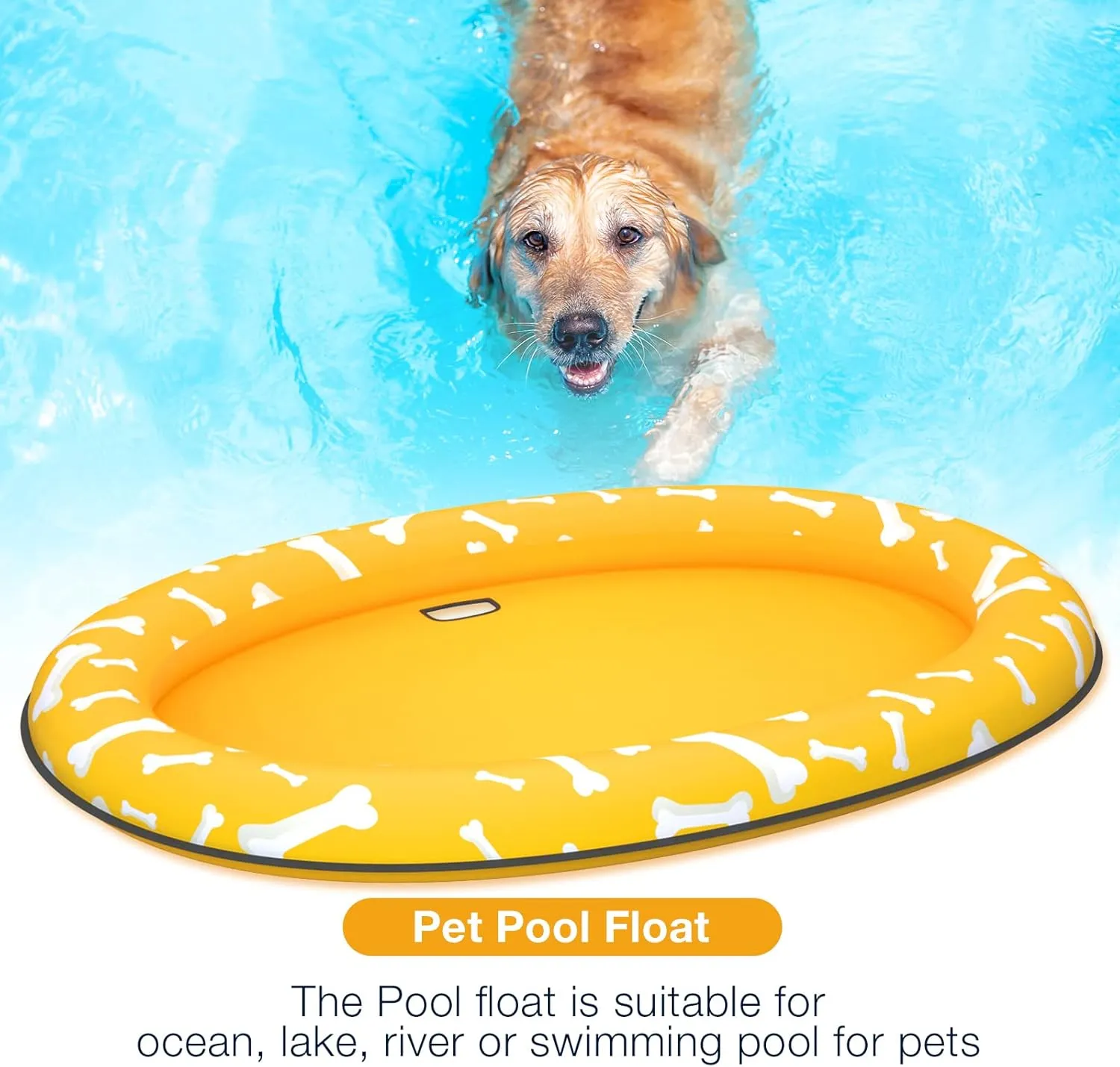 Pet Soft Dog Float Raft - Inflatable Dog Swimming Float for Summer (Bone Yellow)
