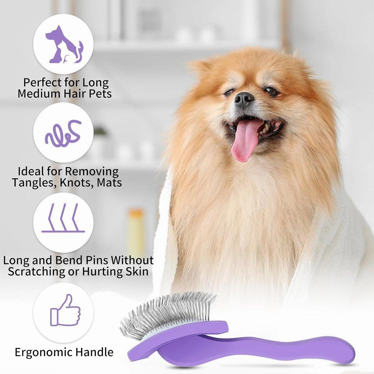 Pet Dog Hair Shedding Undercoat Rake Grooming Trimmer Comb Brush Slicker Purple