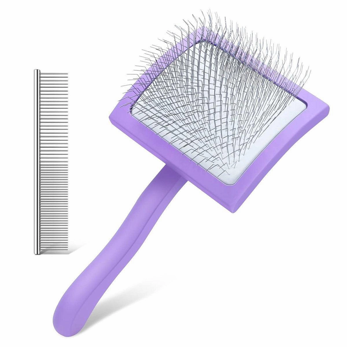 Pet Dog Hair Shedding Undercoat Rake Grooming Trimmer Comb Brush Slicker Purple