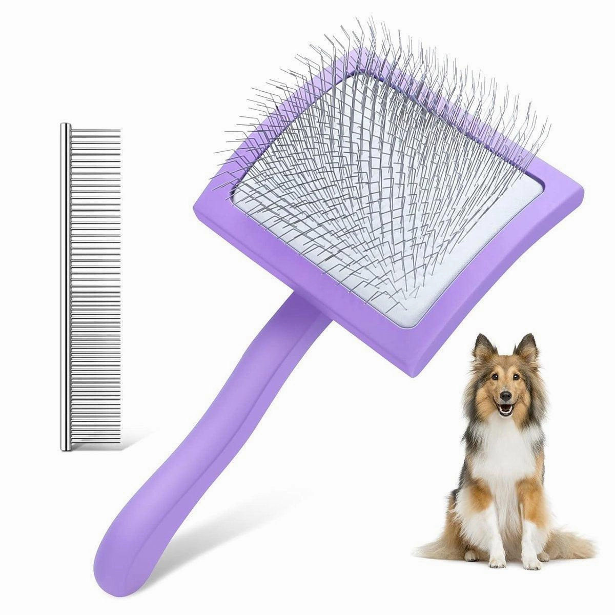 Pet Dog Hair Shedding Undercoat Rake Grooming Trimmer Comb Brush Slicker Purple