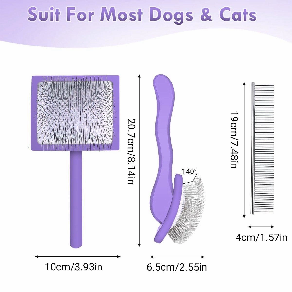 Pet Dog Hair Shedding Undercoat Rake Grooming Trimmer Comb Brush Slicker Purple