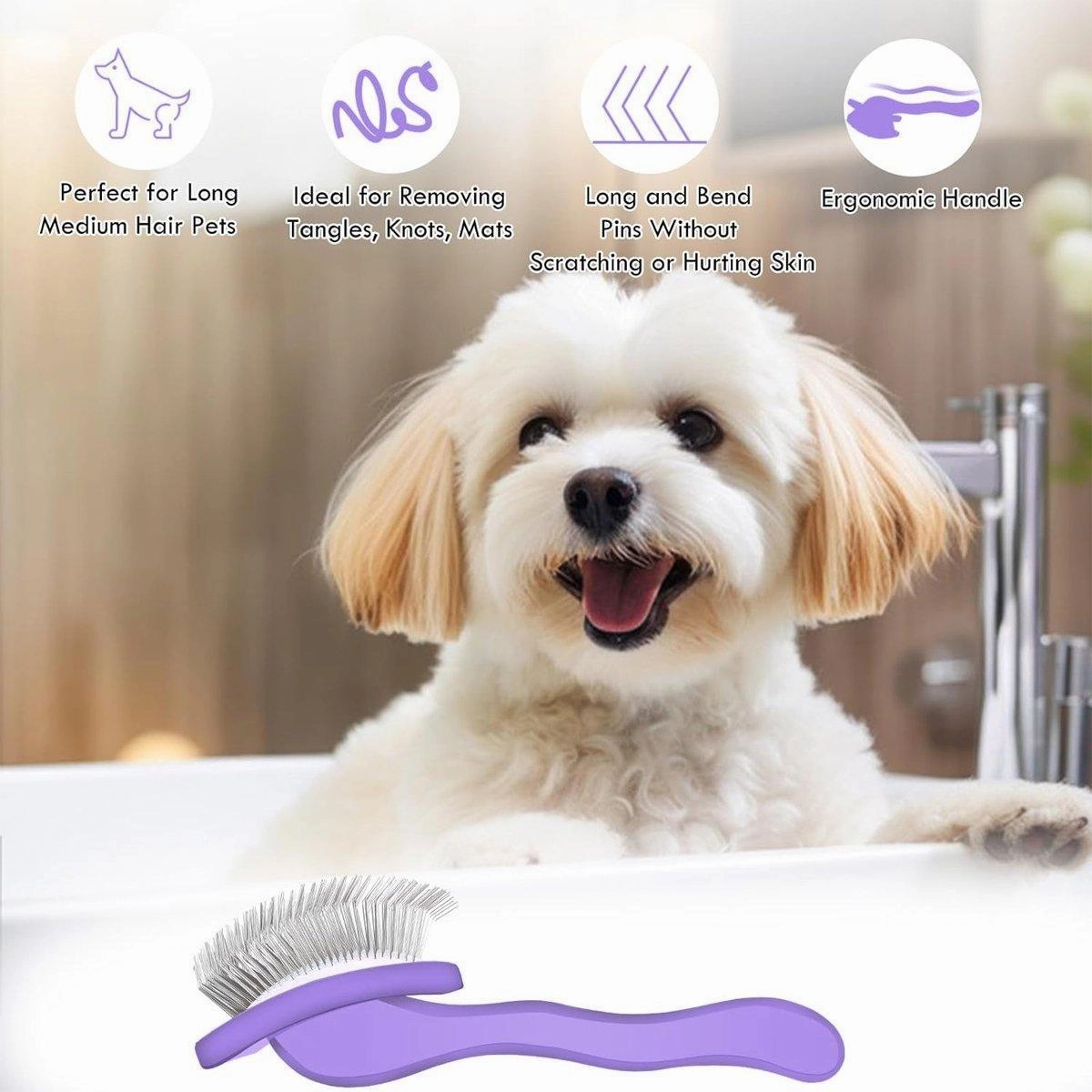 Pet Dog Hair Shedding Undercoat Rake Grooming Trimmer Comb Brush Slicker Purple