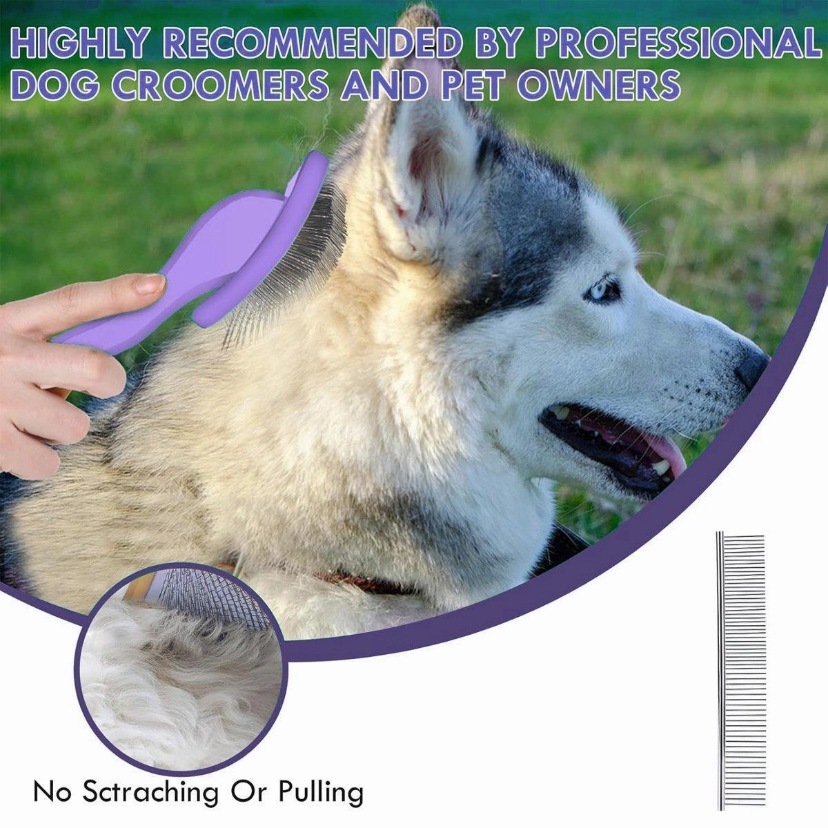 Pet Dog Hair Shedding Undercoat Rake Grooming Trimmer Comb Brush Slicker Purple