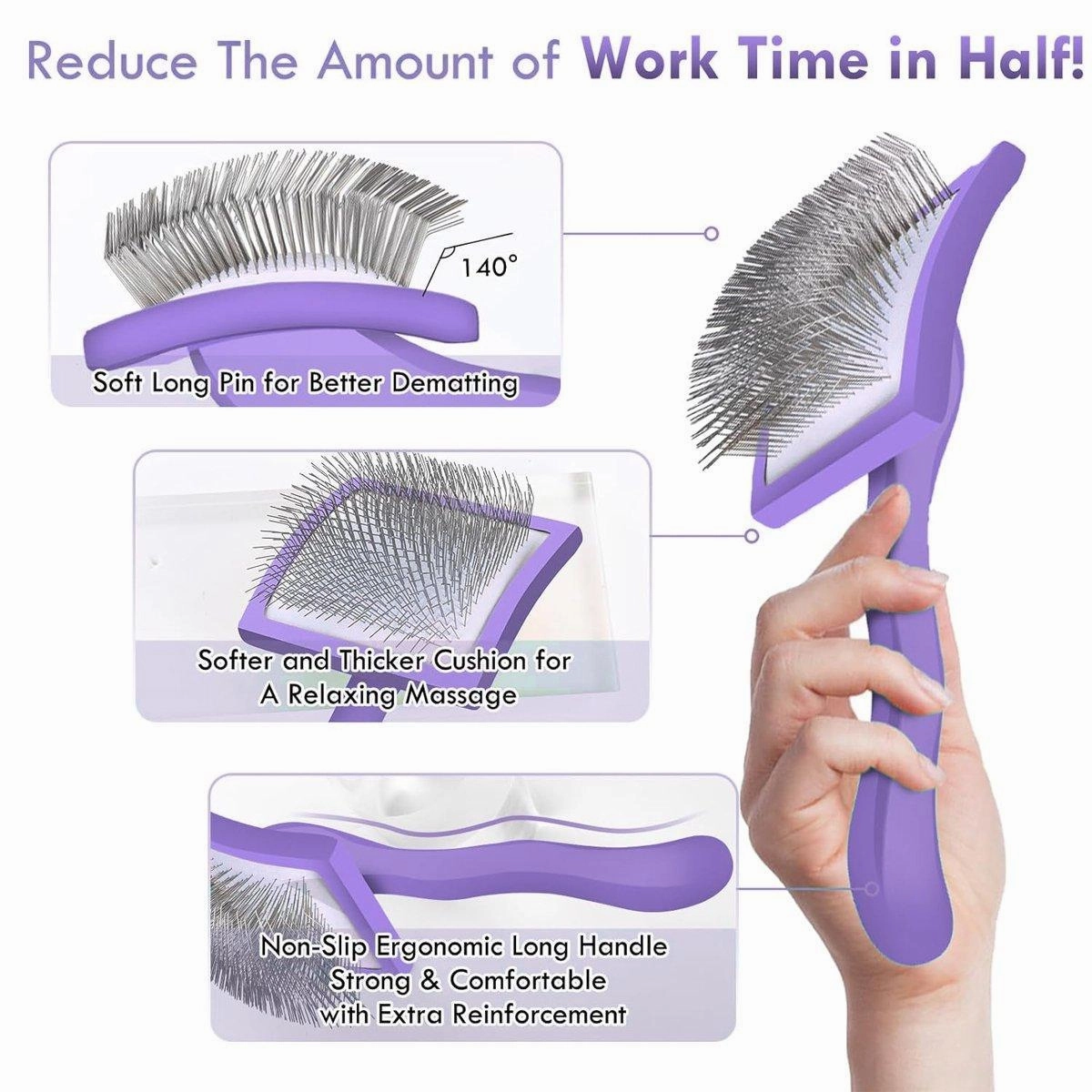 Pet Dog Hair Shedding Undercoat Rake Grooming Trimmer Comb Brush Slicker Purple