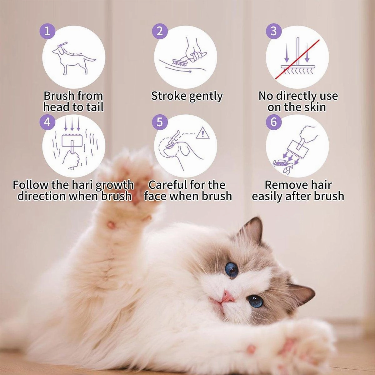 Pet Dog Hair Shedding Undercoat Rake Grooming Trimmer Comb Brush Slicker Purple