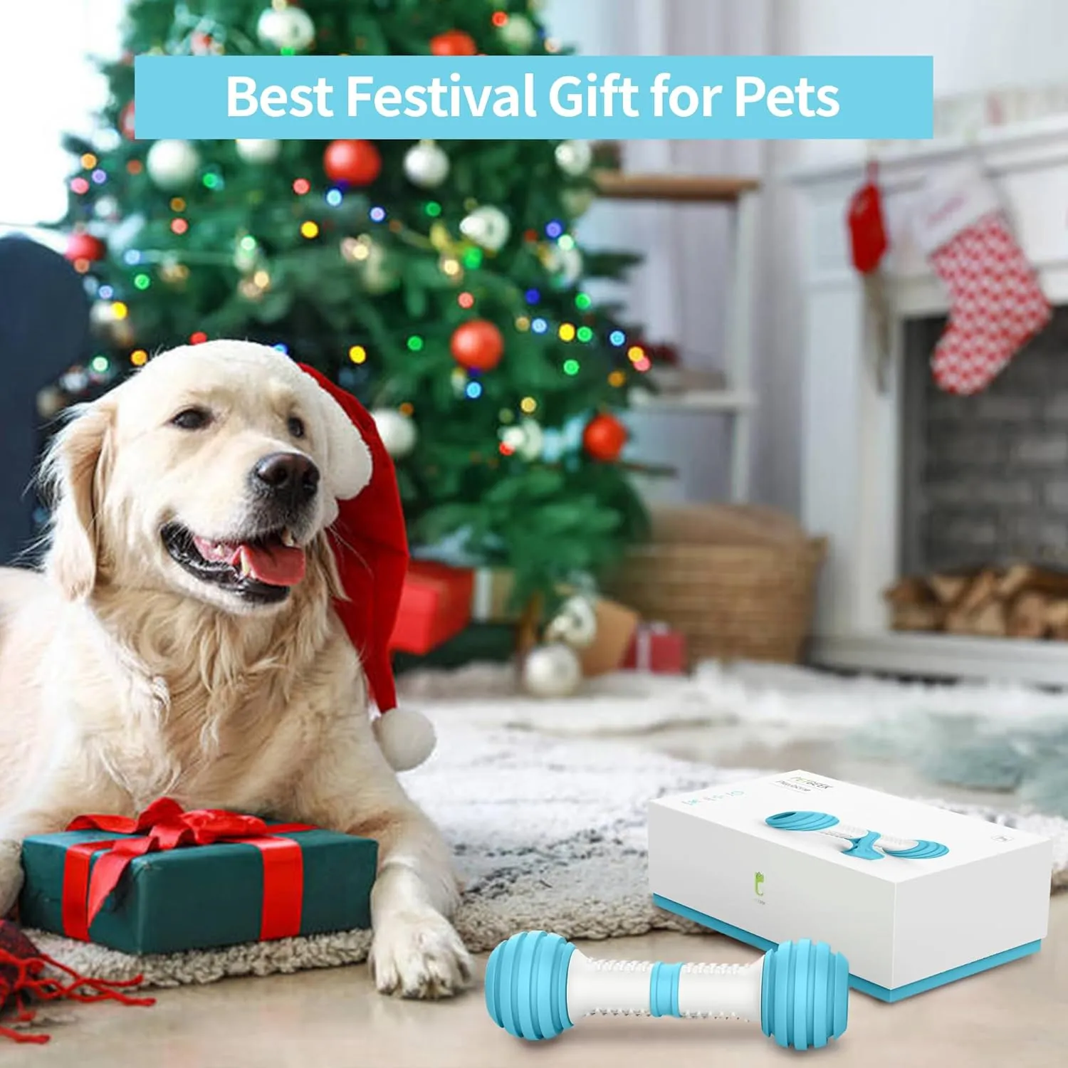PETGEEK Interactive Dog Toys, Motion Activated Electronic Dog Toy Interactive Dog Bone Toys for Medium Large Dogs, USB Rechargeable Automatic Dog Toy for Boredom and Stimulating (Blue)