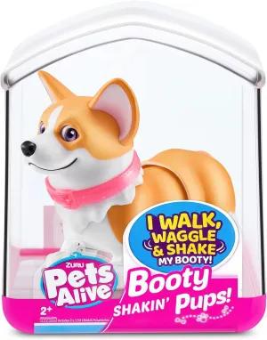 Pets Alive Booty Shakin' Pups (Corgi & Pug) by ZURU, Interactive Mini Dog Toys That Walk, Waggle, and Booty Shake, Electronic Puppy Toy for Kids and Girls (2 Pack)