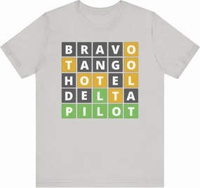 Pilot Wordle Tee, Pilot T-Shirt, Aviation Shirt, Airplane Tee, Wordle Lover T-Shirt