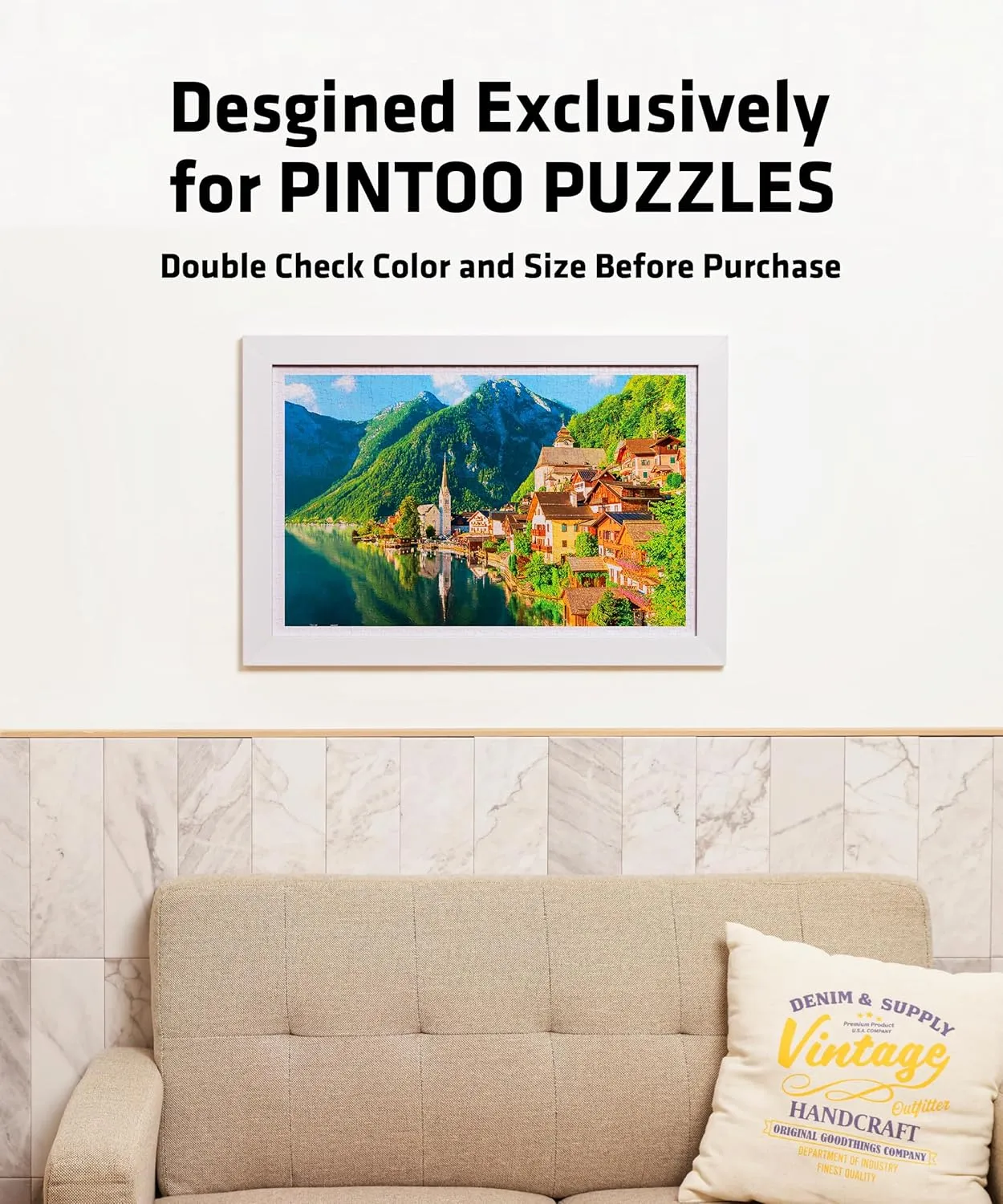 Pintoo Jigsaw Puzzle Frame Tailor-made 1200 Pieces Puzzle ONLY - Cool Gray - Effortless & Toolless Assembly NO Glue Required [W1064]