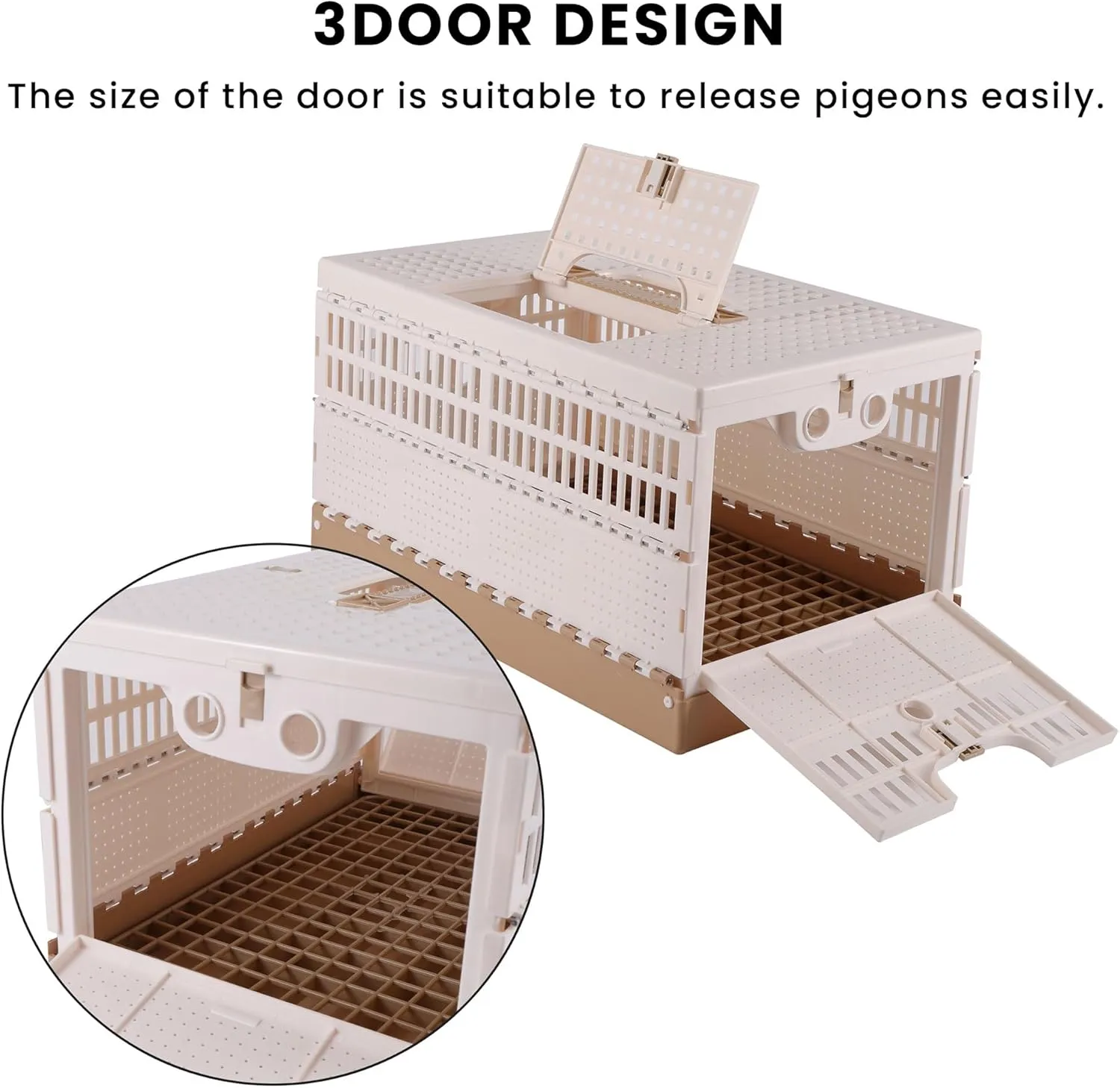 Plastic Folding Pigeon Cage, Portable Pet Bird Travel Cage Carrier Pigeon Cage Pairing Cage Pigeon Nest Box Easy to Clean for Training and Release Competition (L)