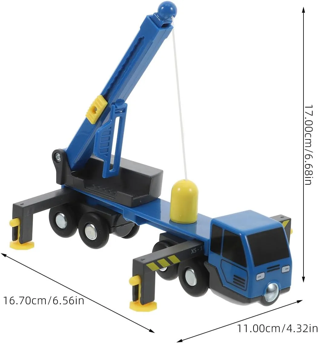 Plastic Telescopic Crane Truck Toy for Kids, 6.69 Inch Extendable Arm, 360° Rotating Crane, Inertia Push Engineering Vehicle for Boys, Blue