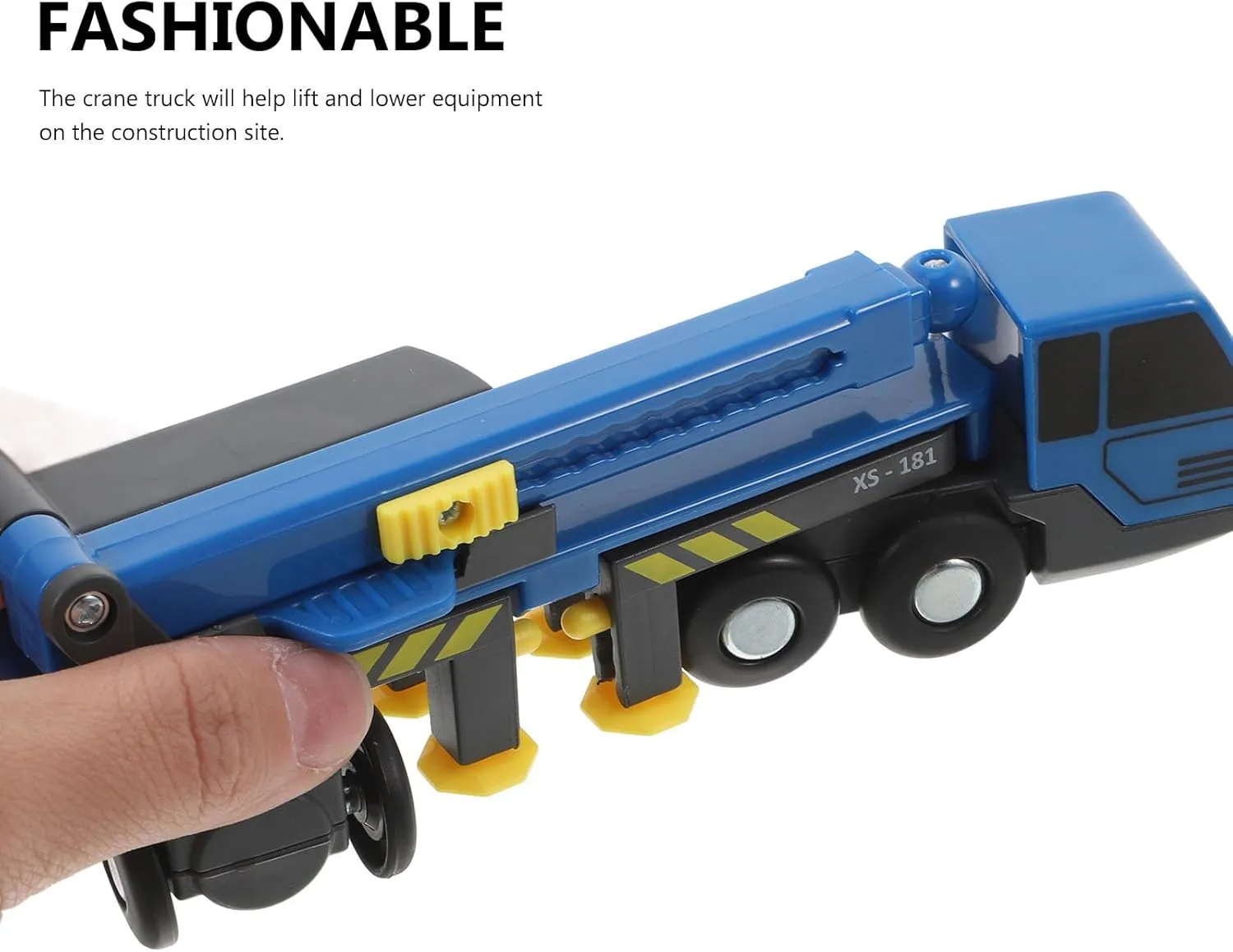 Plastic Telescopic Crane Truck Toy for Kids, 6.69 Inch Extendable Arm, 360° Rotating Crane, Inertia Push Engineering Vehicle for Boys, Blue