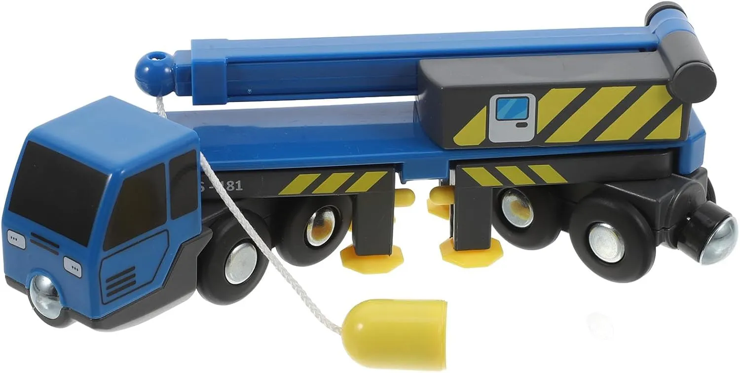Plastic Telescopic Crane Truck Toy for Kids, 6.69 Inch Extendable Arm, 360° Rotating Crane, Inertia Push Engineering Vehicle for Boys, Blue