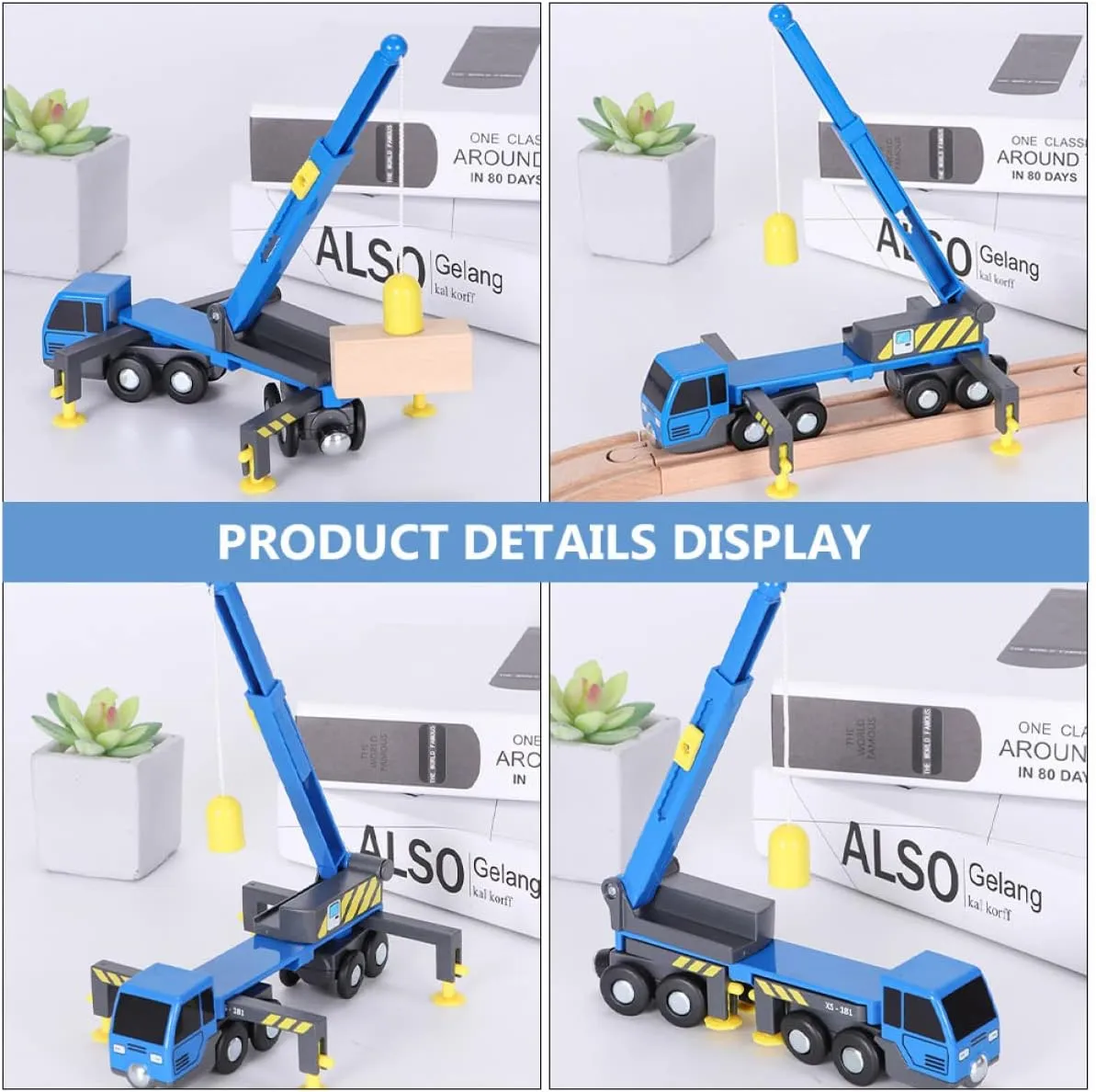 Plastic Telescopic Crane Truck Toy for Kids, 6.69 Inch Extendable Arm, 360° Rotating Crane, Inertia Push Engineering Vehicle for Boys, Blue