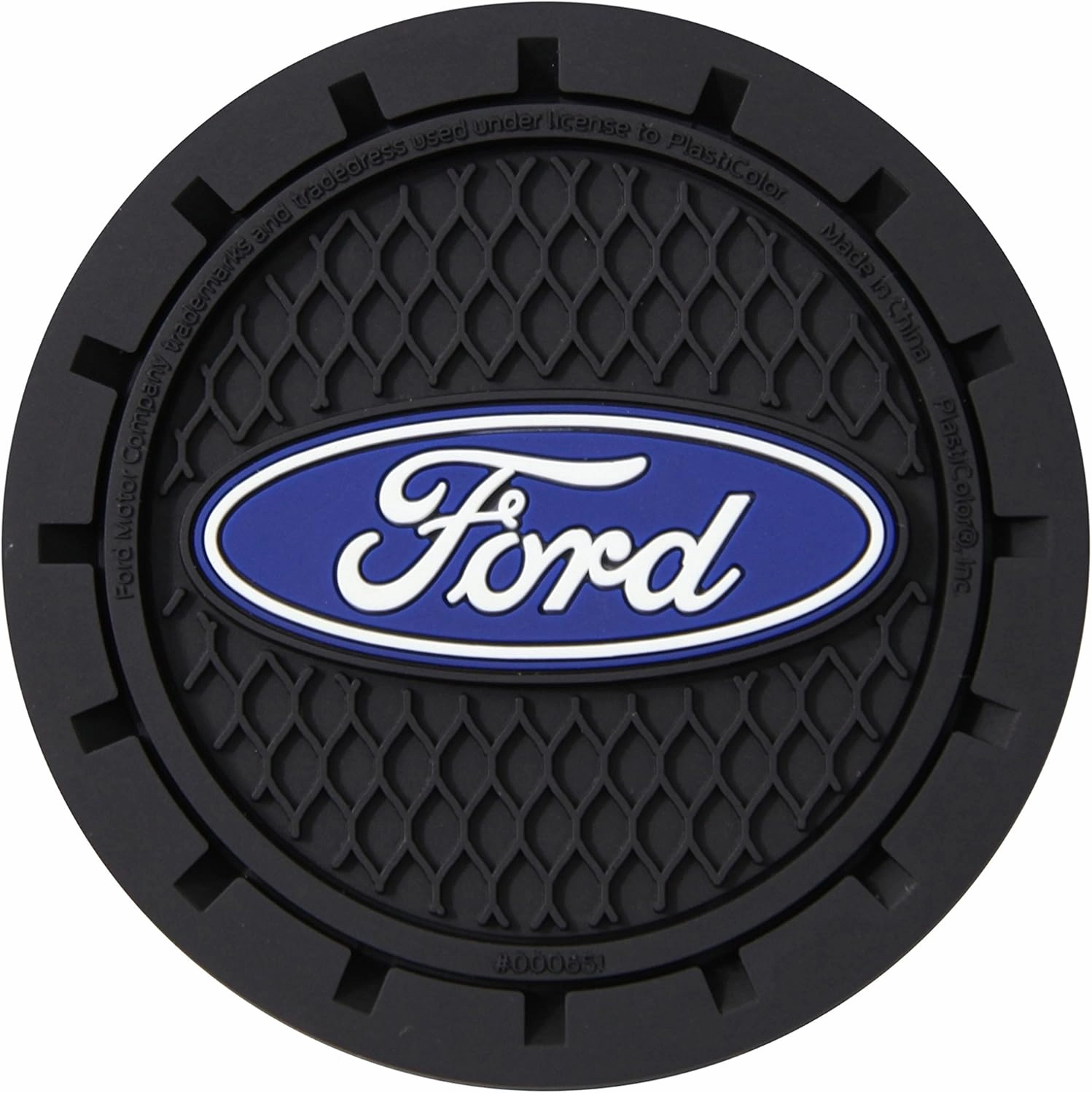 Plasticolor 000651R01 Ford Oval Auto Car Truck SUV Cup Holder Coaster 2-Pack , Blue