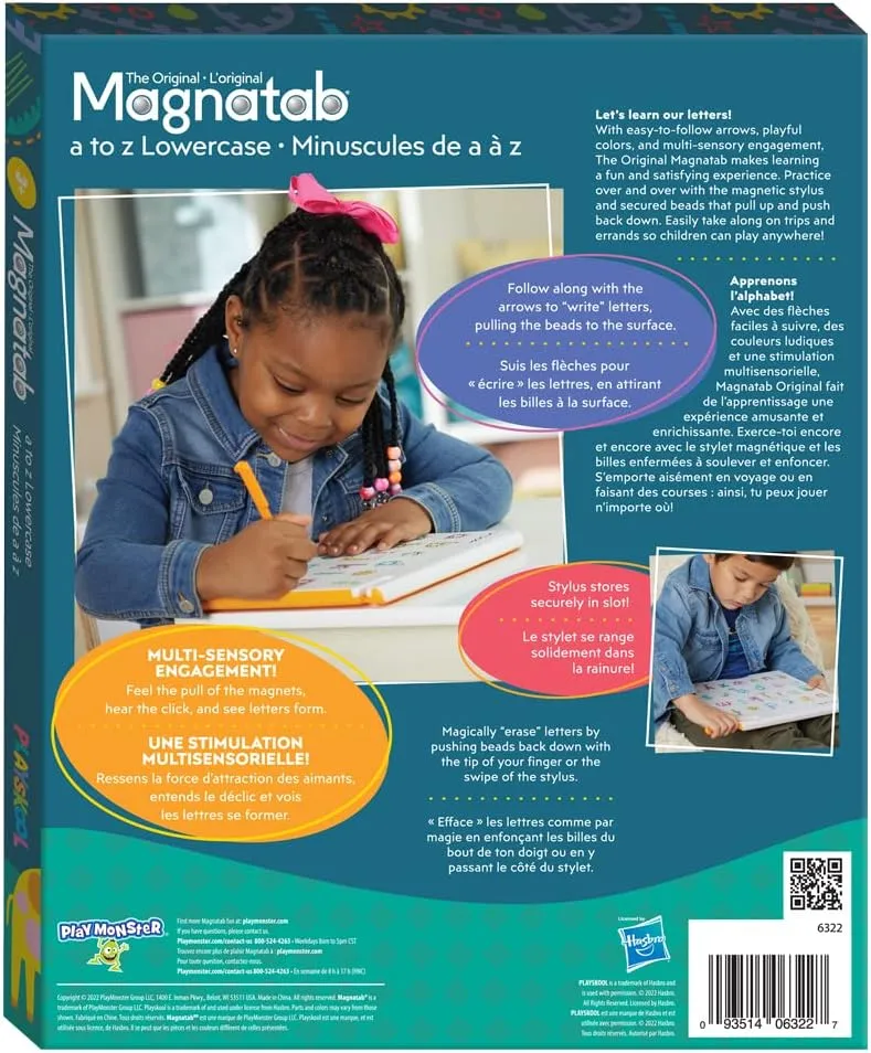 Playskool Magnatab — a to z Lowercase — Magnetic Board Toy Letter Tracing for Toddlers Learning and Sensory Drawing — for Kids Ages 3 and Up