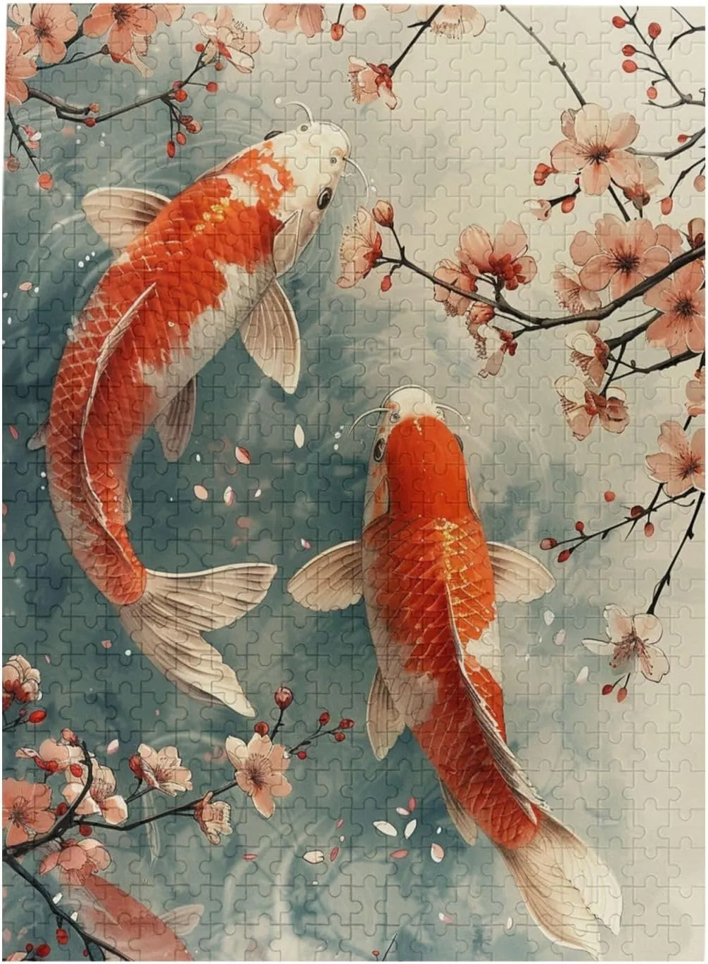 Pond Flowers Lucky Koi Fish Wooden Jigsaw Puzzle for Adults 500 Pieces - Home Decor Art - Fun Family Game and Creative Gift for Teens, Kids, and Elders