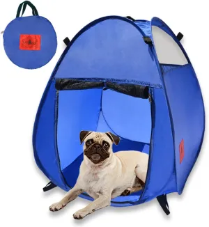 Pop Up Pet House in a Bag for Portable Play Pen or Kennel Tent with 3 Net Windows and Zipper Door for Shade, Shelter and Safety Perfect for Dog, Cat, Rabbit   More!