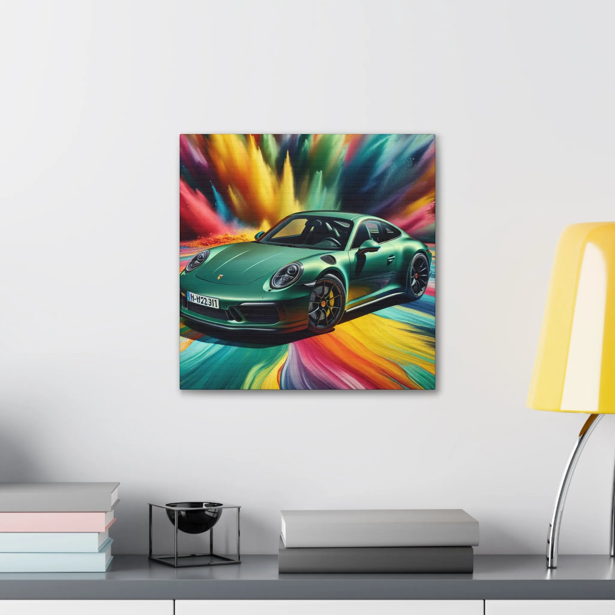 Porsche 911 Wall Decor Canva Painting, Handmade Home and Office Artwork, Automotive Wall Art, Luxury Sports Car Lover's Gift