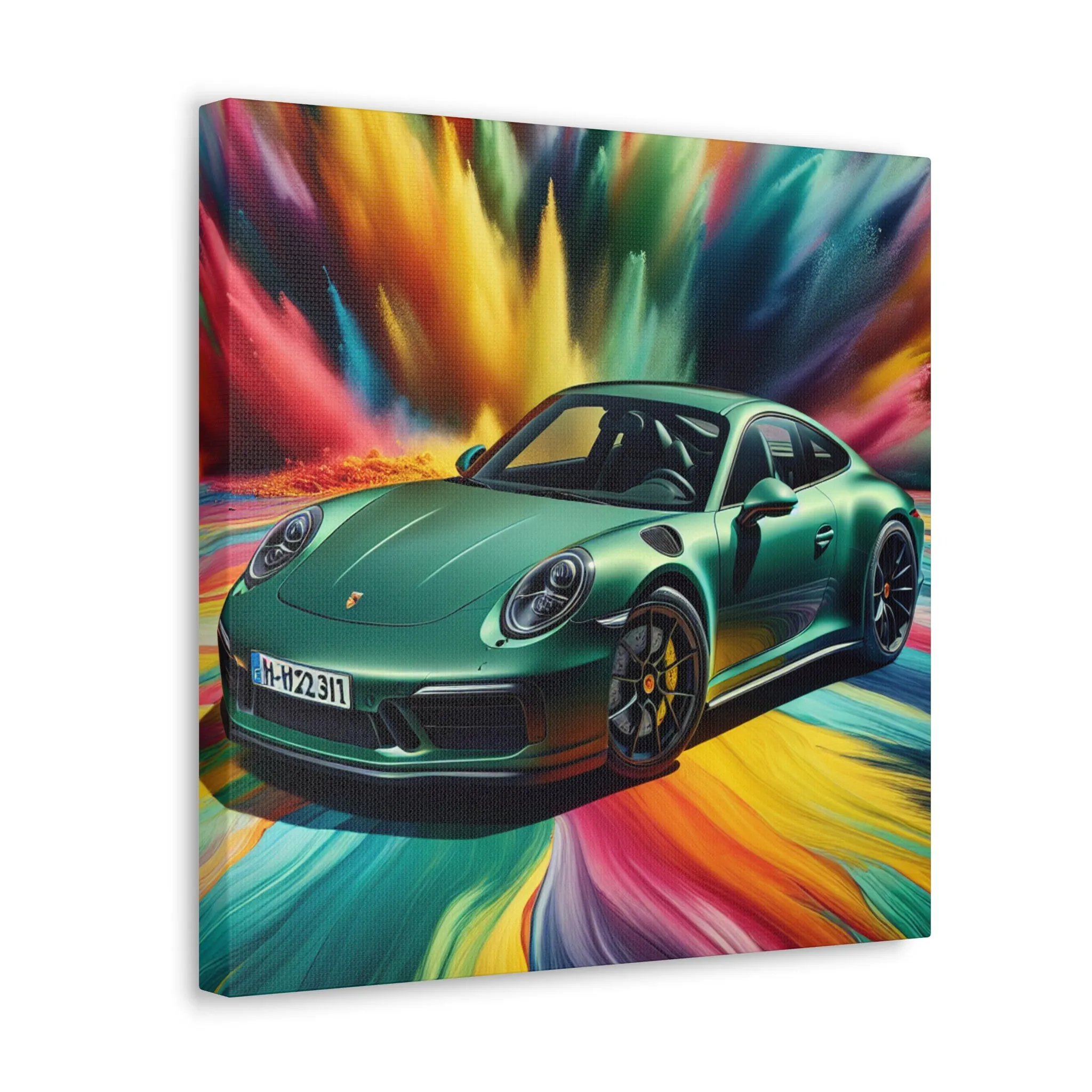 Porsche 911 Wall Decor Canva Painting, Handmade Home and Office Artwork, Automotive Wall Art, Luxury Sports Car Lover's Gift