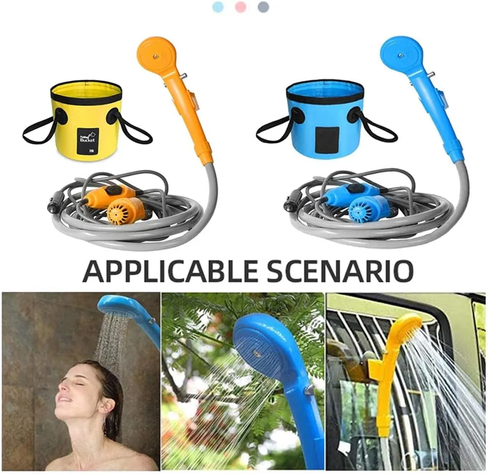 Portable Outdoor Camping Shower Kit, Travel Shower Outdoor Portable Shower 1.8m Hose Water Pump for Outdoor Travel Bike Car Washing Pet Cleaning Plants Watering