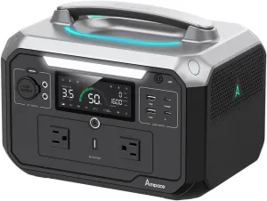 Portable Power Station Andes 600 Pro, 600W (Peak 1800W) Solar Generator, 0-80% in 1 Hr, 584Wh Hybrid LiFePO4 Battery for Outdoor Camping, RVs, Home Use (Solar Panel Optional)