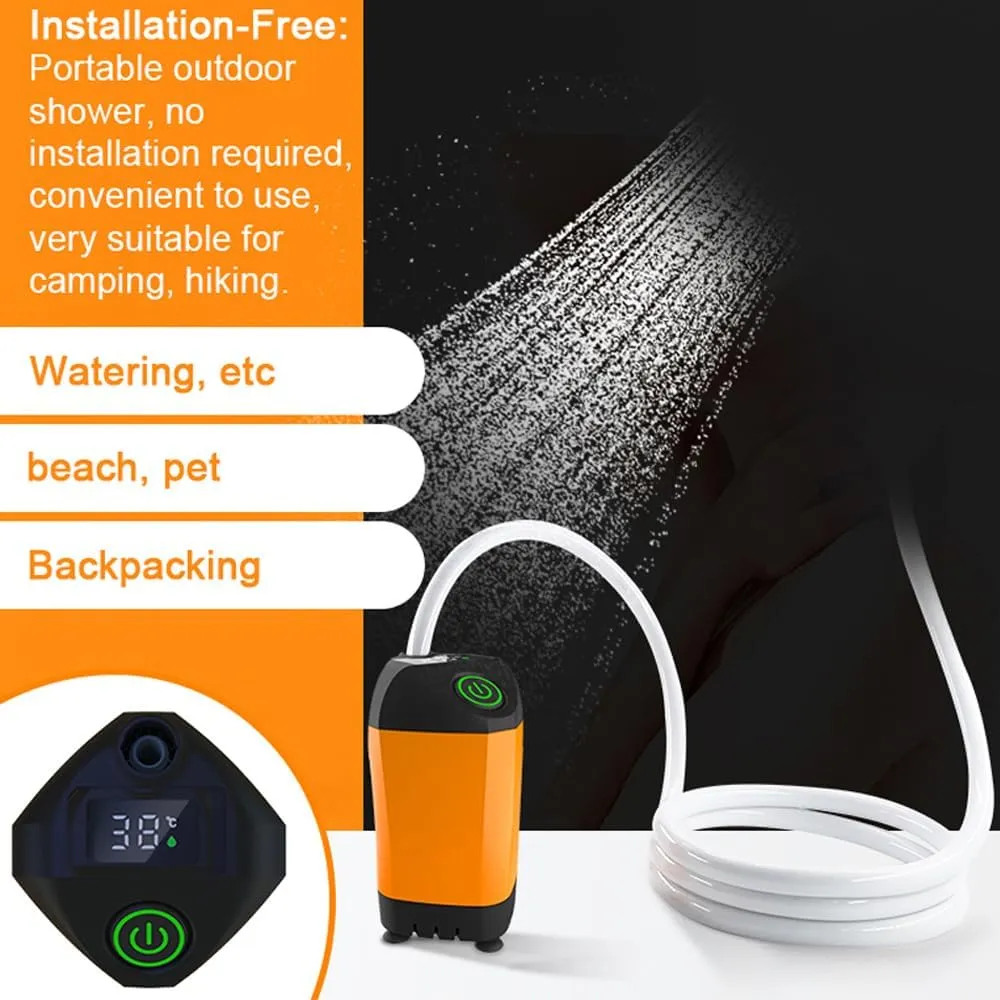Portable Shower for Camping Electric Shower Pump IPX7 Waterproof for Camping Hiking Backpacking RV Travel Beach Pet Watering Outdoor Shower Kit