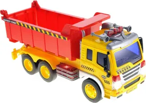 PowerTRC Push & Go Friction Powered Dump Truck Toy with Light and Sound | Realistic Play Tipper Truck Toy Gift for Boys and Girls