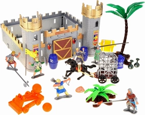 PowerTRC Roman Era Kingdom Action Figures with Toy Armys, Knights, Horse, Castle, Treasure Chests, Catapult and Figurines Playset for Kids