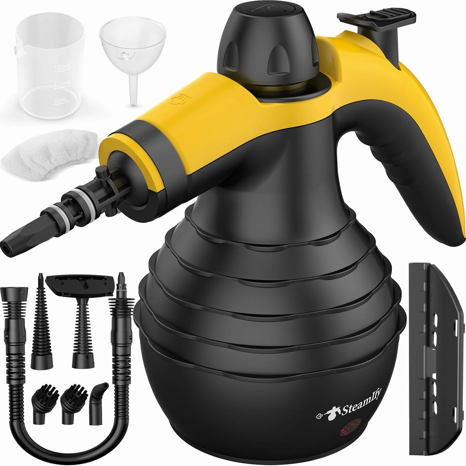 Pressurized Handheld Steam Cleaner with 10pcs Accessories & Safety Lock, Multi-Purpose & Powerful Portable Steamer for Cleaning, Home Use, Car, Bathroom, Shower, Upholstery, Grout, Window, Grease