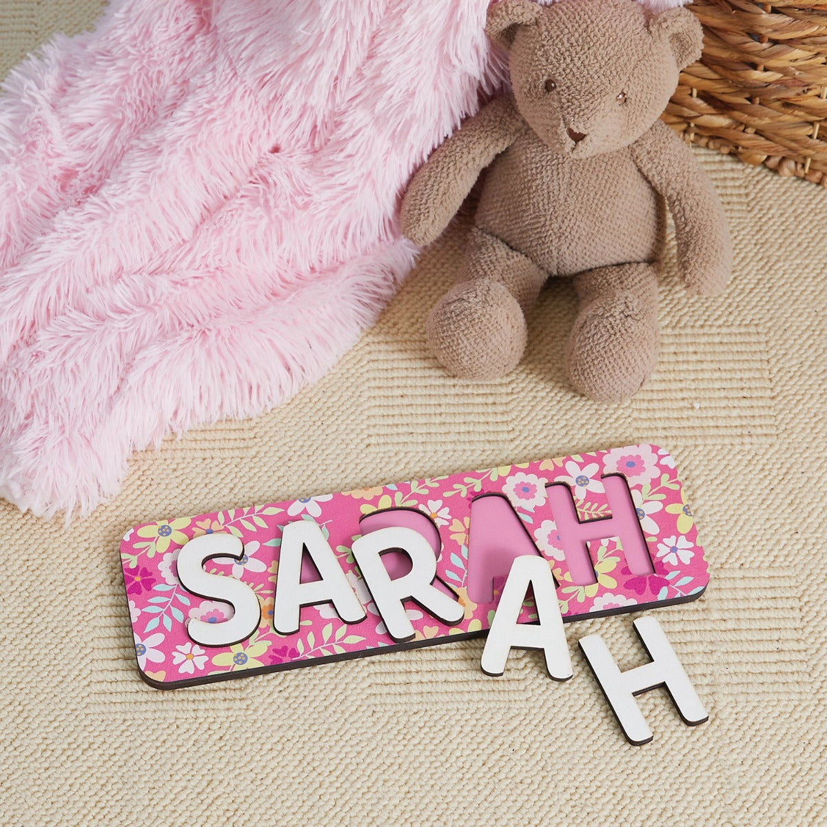 Pretty Florals Wood Name Puzzle 2-5 Letters