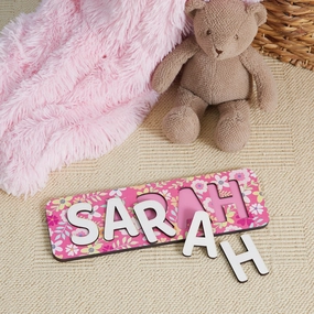 Pretty Florals Wood Name Puzzle 2-5 Letters