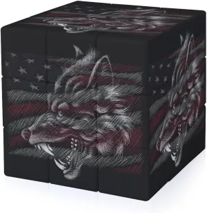Print of Wolf on Independence Day Adults 3x3x3 Color-Matching Smooth Fully Printed Cube Gift