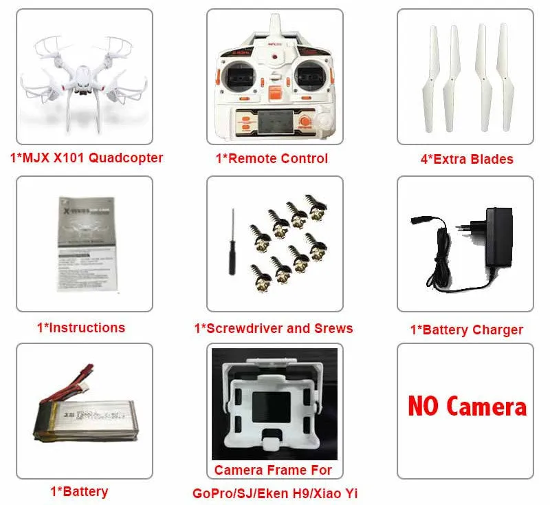 Profession Drones MJX X101 Quadcopter 2.4g 6-axis Rc Helicopter Drone with Gimble can Add C4010 FPV Wifi Camera Hd Vs X8c X8G