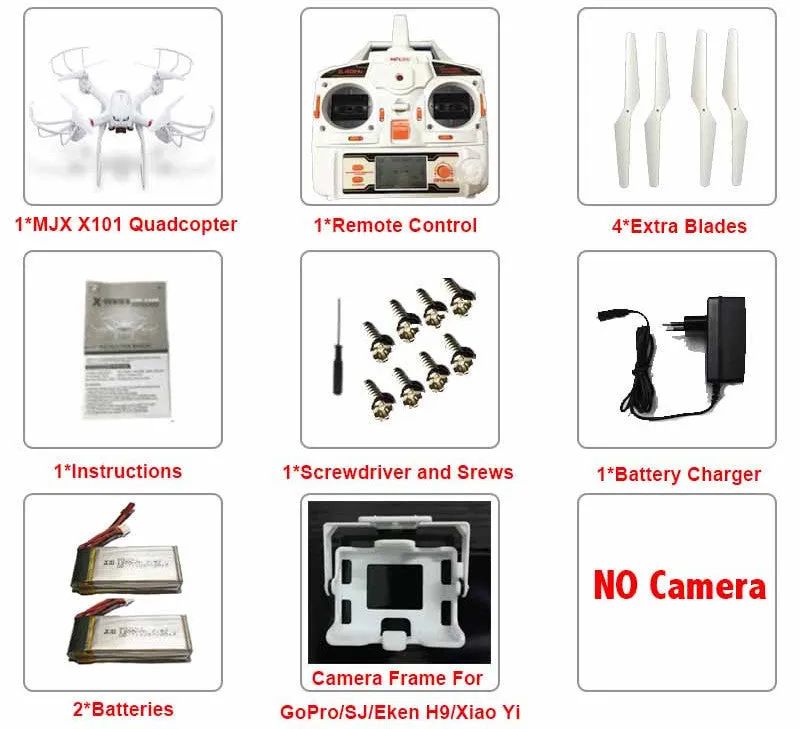 Profession Drones MJX X101 Quadcopter 2.4g 6-axis Rc Helicopter Drone with Gimble can Add C4010 FPV Wifi Camera Hd Vs X8c X8G
