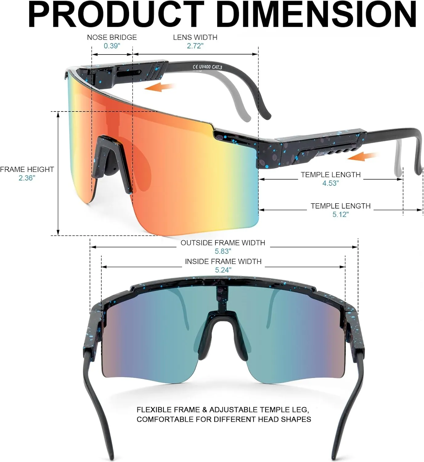 Professional Cycling Glasses for Men Women, Sports Sunglasses UV Protection for Baseball Cycling Running Driving Glof