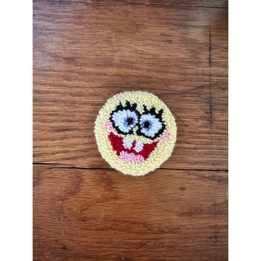 Punch Needle Hand-made Car Coasters: SpongeBob