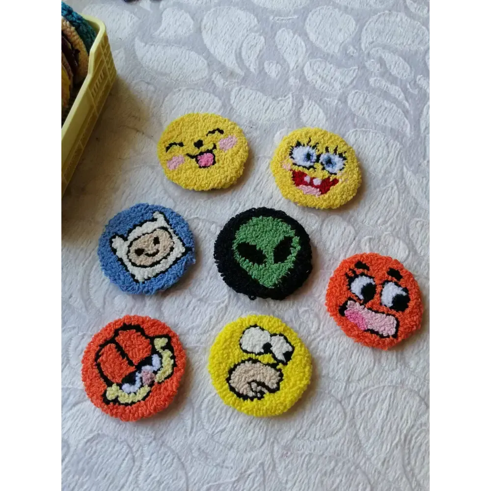 Punch Needle Hand-made Car Coasters: SpongeBob