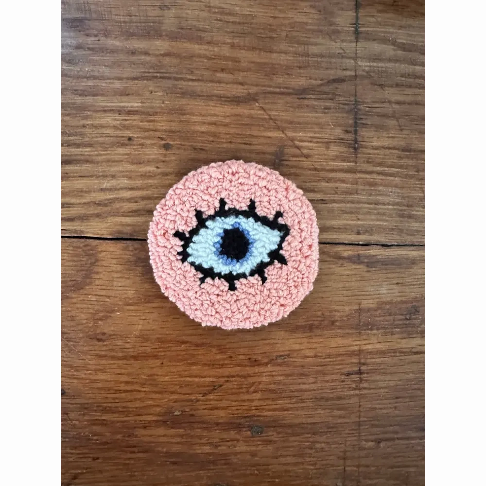 Punch Needle Hand-made Car Coasters: Peach Eye