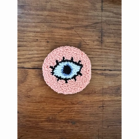 Punch Needle Hand-made Car Coasters: Peach Eye