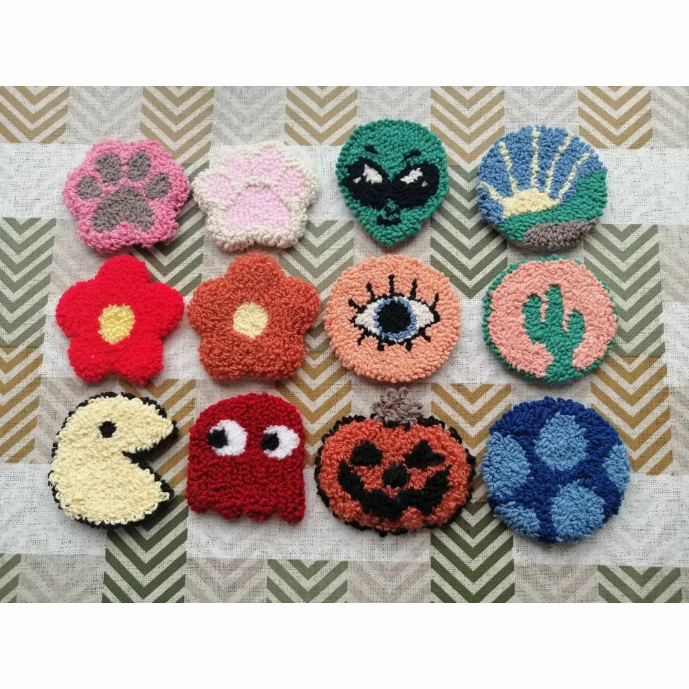 Punch Needle Hand-made Car Coasters: White Cat
